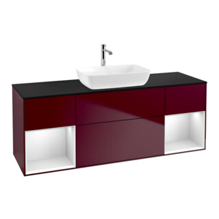 V&B Meuble sous lavabo Finion 160 cm, Pl bleu mat, Reg blanc mat laqué, Peo mat