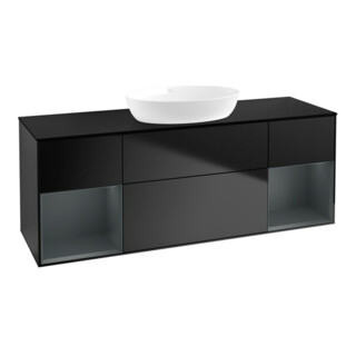 V&B Meuble sous lavabo Finion 160 cm, Pl bleu mat, Reg md mat laqué, bleu mat laqué