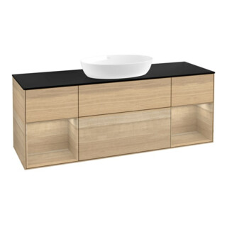 V&B Meuble sous lavabo Finion 160 cm, Pl bleu mat, Reg Oa ven, Oa ven