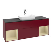 V&B Meuble sous lavabo Finion 160 cm, Pl bleu mat, Réglette argent grise mate, Poignée métal