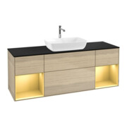 V&B Meuble sous lavabo Finion 160 cm, Pl bleu mat, Regor doré mat Lac, Oa ven-1