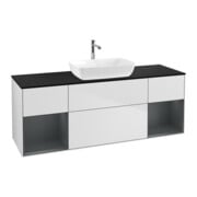 V&B Meuble sous lavabo Finion 160 cm, Pl bleu mat, tiroir médium mat laqué, blanc mat laqué
