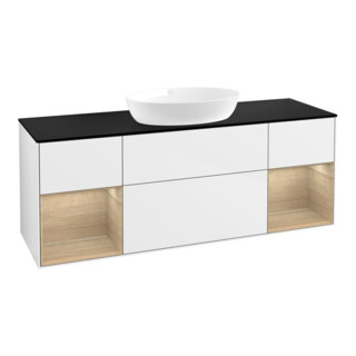 V&B Meuble sous lavabo Finion 160 cm, Pl bleu, Rég Oa ven, blanc brillant