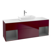 V&B Meuble sous lavabo Finion 160 cm, Pl w m, Étagère anthracite avec laque, Peo m