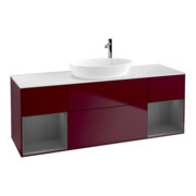 V&B Meuble sous lavabo Finion 160 cm, Pl w m, Étagère anthracite laquée, Peo m