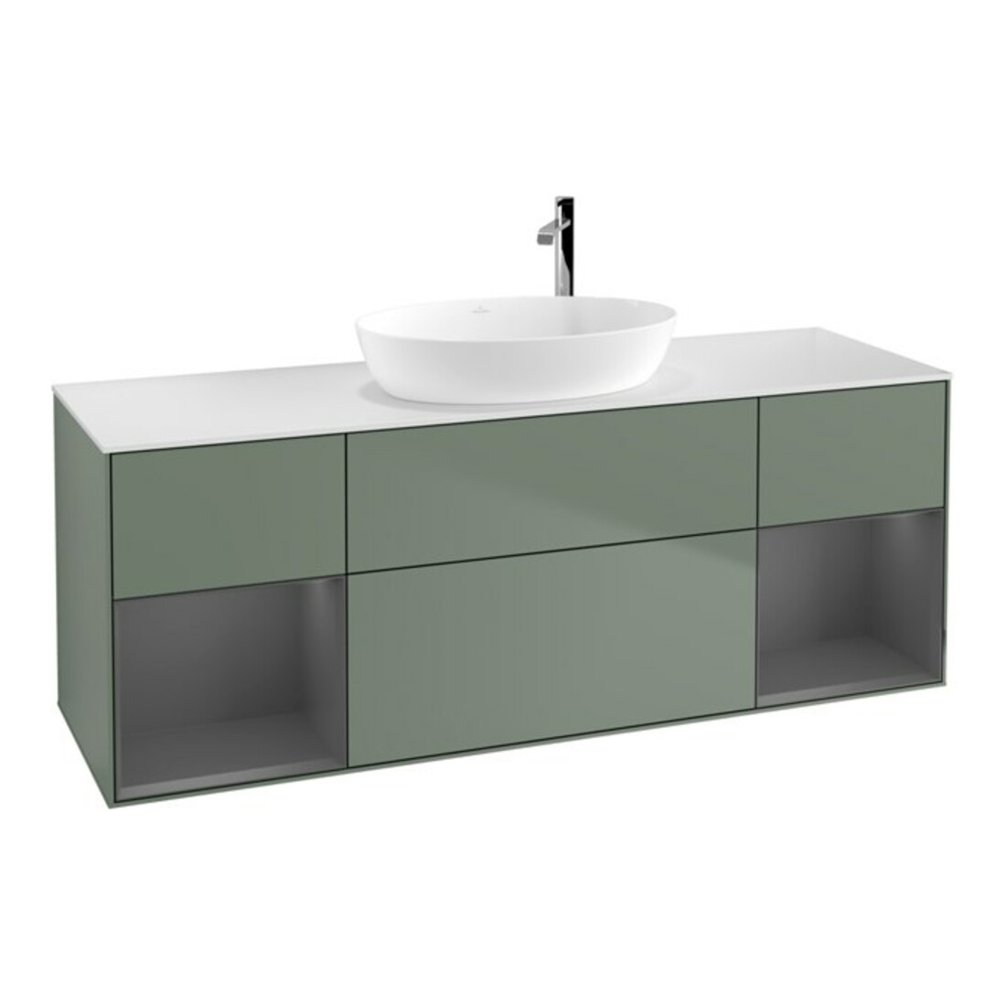 V&B Meuble sous lavabo Finion 160 cm, Pl w m, Rg A m Lac, Oli. m Lac