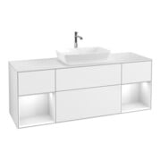 V&B Meuble sous lavabo Finion 160 cm, Pl w m, Rg g blc laqué, brillant blanc laqué