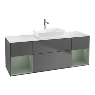 V&B Meuble sous-lavabo Finion 160 cm, Pl w m, Rg Oli. m Lac, Anthrac. m