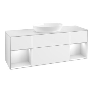 V&B Meuble sous lavabo Finion 160 cm, Pl w m, Rg wh. m Lac, glo wh. Lac