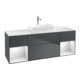 V&B Meuble sous lavabo Finion 160 cm, placage blanc mat, rangements blanc mat laqué, médium bleu mat laqué-1