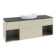 V&B Meuble sous-lavabo Finion 160 cm, placage blanc mat, régule bleu mat, poignée gris mat-3