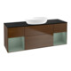 V&B Meuble sous lavabo Finion 160 cm, placage bleu, réglette huile, laqué noyer veinée-1