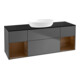 V&B Meuble sous lavabo Finion 160 cm, placage bleu, tiroir à rainures, anthracite mat-1