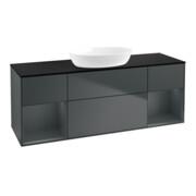 V&B Meuble sous lavabo Finion 160 cm, placage bois, face médium laqué, médium blanc laqué-1