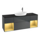 V&B Meuble sous lavabo Finion 160 cm, placage bois, gris, mat brillant-1