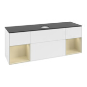 V&B Meuble sous lavabo Finion 160 cm, placage bois, gris soie mat laqué, blanc mat laqué-3
