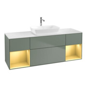 V&B Meuble sous lavabo Finion 160 cm, placage bois, laque argent, huile laquée