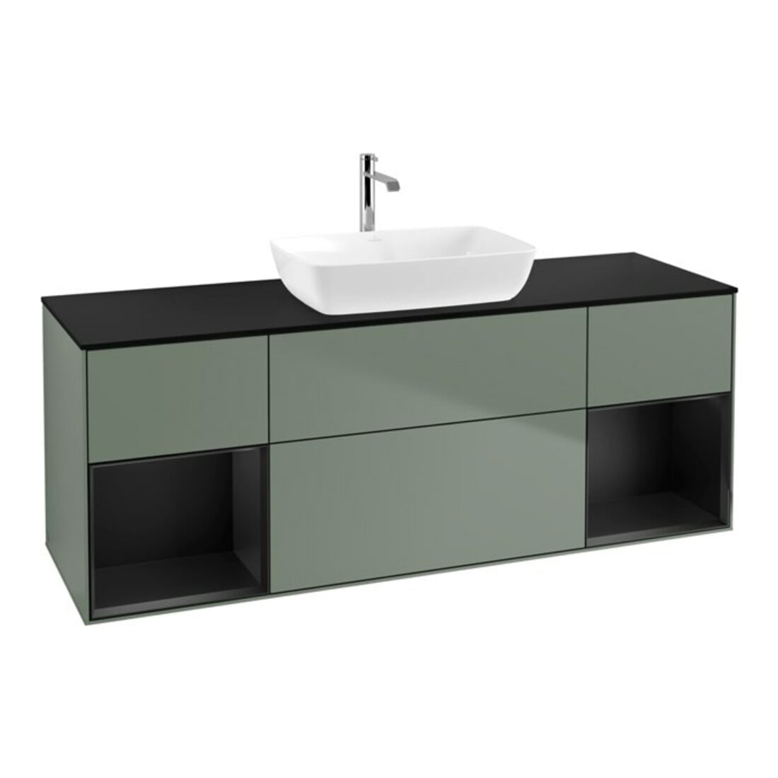 V&B Meuble sous-lavabo Finion 160 cm, placage bois, laqué brillant, olivier laqué