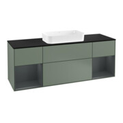 V&B Meuble sous lavabo Finion 160 cm, placage bois, laqué brillant, olivier laqué