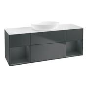 V&B Meuble sous lavabo Finion 160 cm, placage bois, laque rouge mat, laque bleu mat