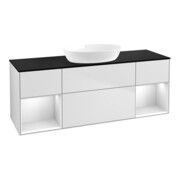 V&B Meuble sous lavabo Finion 160 cm, placage bois mat, tiroir blanc mat laqué