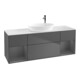 V&B Meuble sous lavabo Finion 160 cm, placage bois, rangée A en laque, anthracite mat-1
