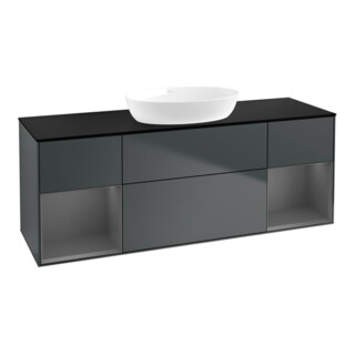 V&B Meuble sous lavabo Finion 160 cm, placage bois, rangée A, mat brillant, mat brillant