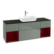 V&B Meuble sous lavabo Finion 160 cm, placage bois, rangement en laque, olivier en laque