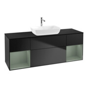V&B Meuble sous-lavabo Finion 160 cm, placage bois, réglette huile avec laque, bleu avec laque