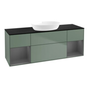 V&B Meuble sous lavabo Finion 160 cm, placage bouleau mat, laqué argent mat, olivier mat laqué-1