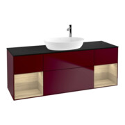 V&B Meuble sous lavabo Finion 160 cm, plan de découpe bleu, étagère ouverte, poignée métal