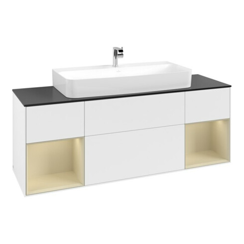 V&B Meuble sous lavabo Finion 160 cm, rangement latéral, laqué blanc mat