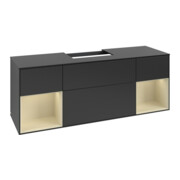 V&B Meuble sous lavabo Finion 160 cm, rangement latéral, laque bleue mate