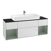 V&B Meuble sous lavabo Finion 160 cm, Rég Oli. m Lac, laque blanc mat
