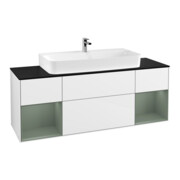 V&B Meuble sous lavabo Finion 160 cm, Reg Oli. m Laqué blanc brillant