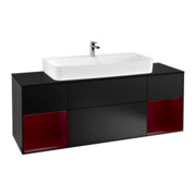 V&B Meuble sous lavabo Finion 160 cm, tiroir Peo m, laque noire mate