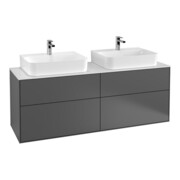 V&B Meuble sous lavabo Finion 160x60,3 cm, éclairage mural, blanc, gris, laqué