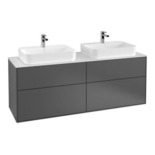 V&B Meuble sous-lavabo Finion 160x60,3 cm, éclairage mural, blanc mat, anthracite mat