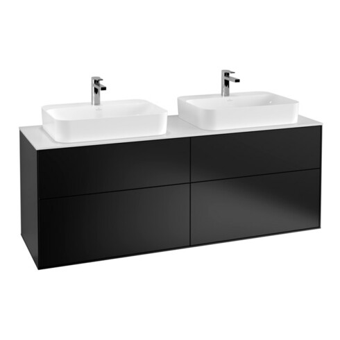 V&B Meuble sous lavabo Finion 160x60,3 cm, éclairage mural, blanc mat, bleu mat Lac