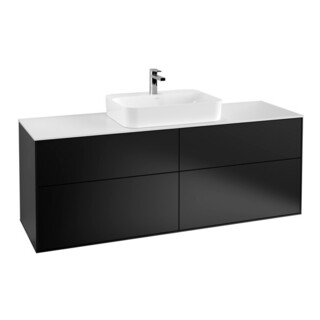 V&B Meuble sous lavabo Finion 160x60,3 cm, éclairage mural, blanc mat, bleu mat Lac