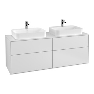 V&B Meuble sous lavabo Finion 160x60,3 cm, éclairage mural, blanc mat, laqué blanc mat