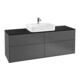 V&B Meuble sous-lavabo Finion 160x60,3 cm, plan d'abattant bleu, anthracite mat-1
