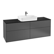 V&B Meuble sous-lavabo Finion 160x60,3 cm, plan d'abattant bleu, anthracite mat