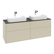 V&B Meuble sous lavabo Finion 160x60,3 cm, plan d’abattant bleu mat, poignée gris mat Lac