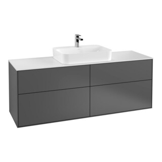 V&B Meuble sous lavabo Finion 160x60,3 cm, plan de couv. blanc, anthracite m