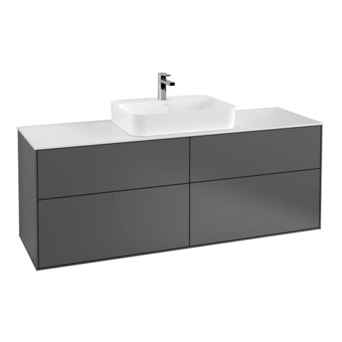 V&B Meuble sous lavabo Finion 160x60,3 cm, plan de couv. blanc, anthracite m
