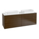 V&B Meuble sous lavabo Finion 160x60,3 cm, plan de découpe blanc, placage noyer-1