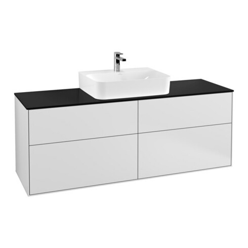V&B Meuble sous lavabo Finion 160x60,3 cm, plan de découpe bleu, blanc avec Lac