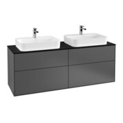 V&B Meuble sous lavabo Finion 160x60,3 cm, plan de découpe bleu mat, anthracite mat