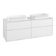 V&B Meuble sous lavabo Finion 160x60,3 cm, plan de drainage blanc, laqué blanc brillant-1